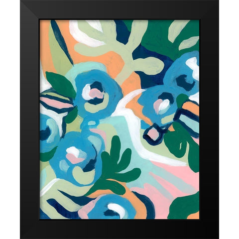 Bright Floral Dance I Black Modern Wood Framed Art Print by Vess, June Erica