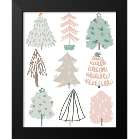 Christmas Tree Sketchbook I Black Modern Wood Framed Art Print by Vess, June Erica
