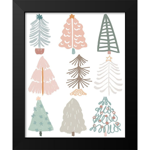 Christmas Tree Sketchbook II Black Modern Wood Framed Art Print by Vess, June Erica