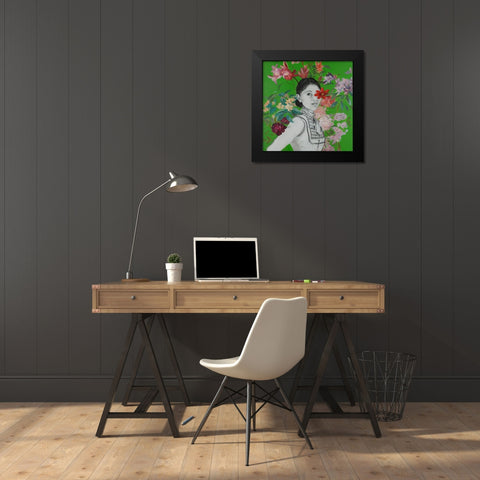 Lady Florals I Black Modern Wood Framed Art Print by Iafrate, Sandra