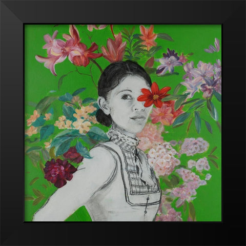 Lady Florals I Black Modern Wood Framed Art Print by Iafrate, Sandra