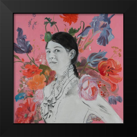 Lady Florals II Black Modern Wood Framed Art Print by Iafrate, Sandra