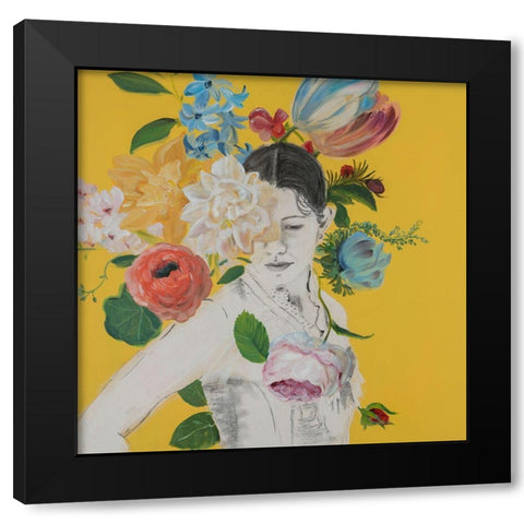 Lady Florals III Black Modern Wood Framed Art Print with Double Matting by Iafrate, Sandra