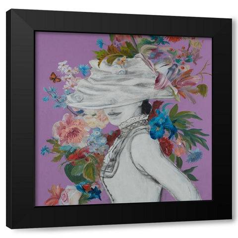 Lady Florals IV Black Modern Wood Framed Art Print with Double Matting by Iafrate, Sandra