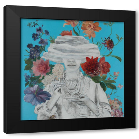 Lady Florals V Black Modern Wood Framed Art Print with Double Matting by Iafrate, Sandra