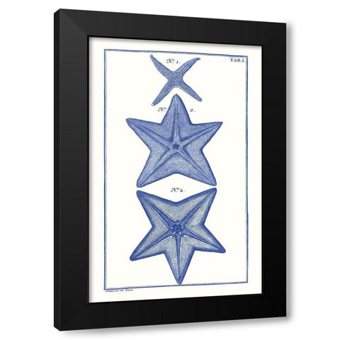 Blue Sea Stars II Black Modern Wood Framed Art Print by Vision Studio