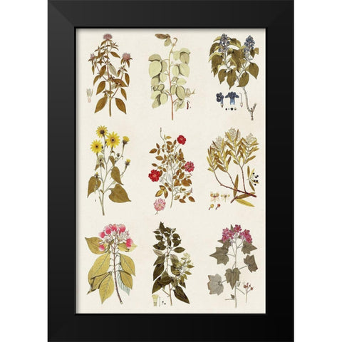 Antique Floral Grid I Black Modern Wood Framed Art Print by Vision Studio