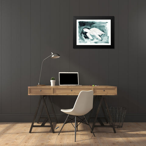 Sea Turtle Searching II Black Modern Wood Framed Art Print by Green, Jacob