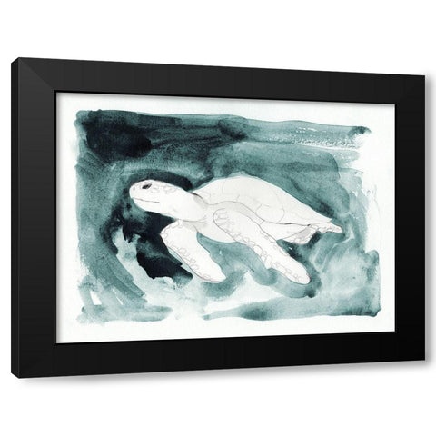 Sea Turtle Searching II Black Modern Wood Framed Art Print with Double Matting by Green, Jacob