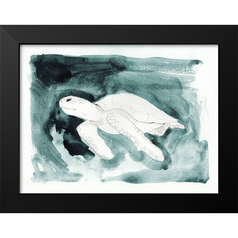 Sea Turtle Searching II Black Modern Wood Framed Art Print by Green, Jacob
