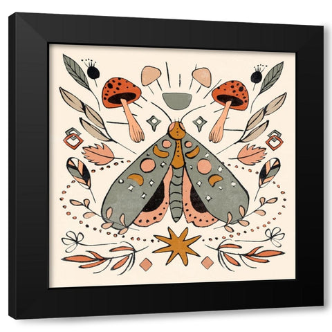 Luna Moths III Black Modern Wood Framed Art Print with Double Matting by Wang, Melissa