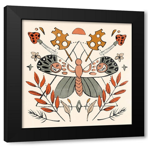 Luna Moths V Black Modern Wood Framed Art Print with Double Matting by Wang, Melissa