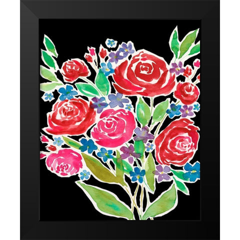 Floral Choir Bouquet Black Modern Wood Framed Art Print by Moore, Regina