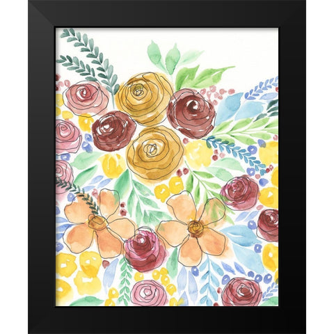 Flower Carousel I Black Modern Wood Framed Art Print by Moore, Regina