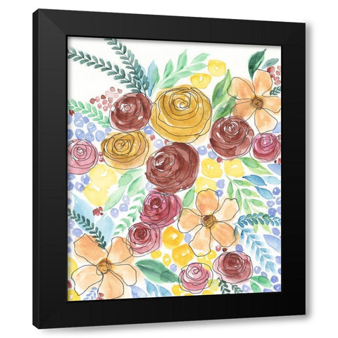 Flower Carousel II Black Modern Wood Framed Art Print by Moore, Regina