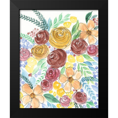 Flower Carousel II Black Modern Wood Framed Art Print by Moore, Regina