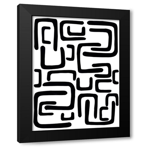 Shuffle II Black Modern Wood Framed Art Print with Double Matting by Moore, Regina