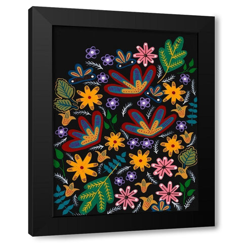 Muddled Flowers I Black Modern Wood Framed Art Print with Double Matting by Moore, Regina