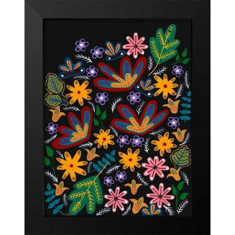Muddled Flowers I Black Modern Wood Framed Art Print by Moore, Regina