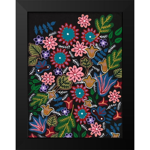Muddled Flowers II Black Modern Wood Framed Art Print by Moore, Regina