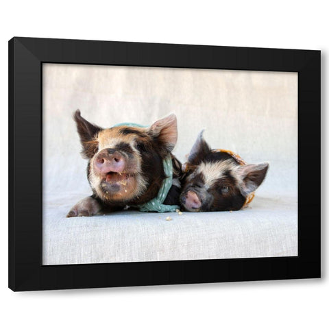 Fiona And Ferdinand I Black Modern Wood Framed Art Print with Double Matting by Soderman, Tania