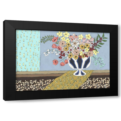 Flowers Blooming Black Modern Wood Framed Art Print by Moore, Regina