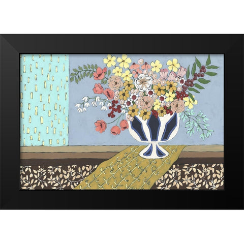Flowers Blooming Black Modern Wood Framed Art Print by Moore, Regina