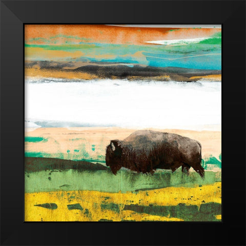 Bison Primary Decision Black Modern Wood Framed Art Print by Jasper, Sisa