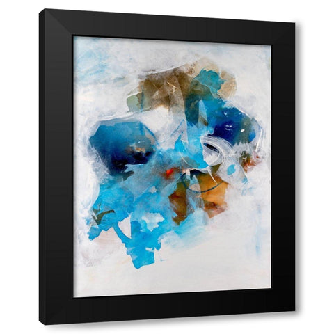 Misty Blue I Black Modern Wood Framed Art Print with Double Matting by Combs, Joyce