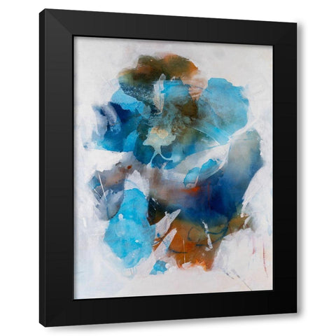 Misty Blue II Black Modern Wood Framed Art Print with Double Matting by Combs, Joyce