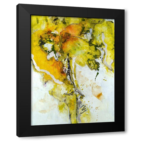 Golden Foliage II Black Modern Wood Framed Art Print with Double Matting by Combs, Joyce