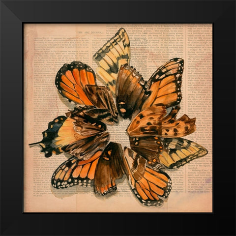 Winged Wreath III Black Modern Wood Framed Art Print by Parker, Jennifer Paxton