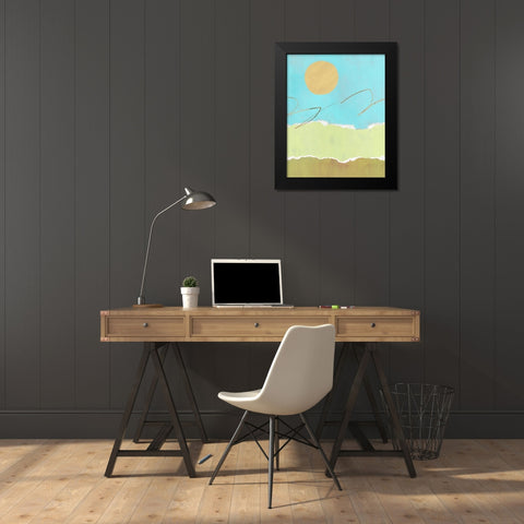 Green and Gold Pieced Landscape I Black Modern Wood Framed Art Print by Green, Jacob