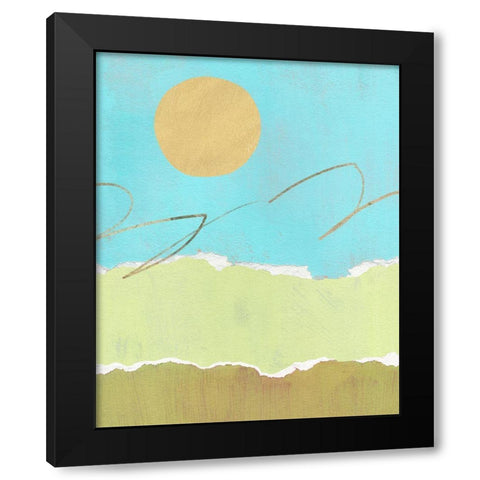Green and Gold Pieced Landscape I Black Modern Wood Framed Art Print with Double Matting by Green, Jacob