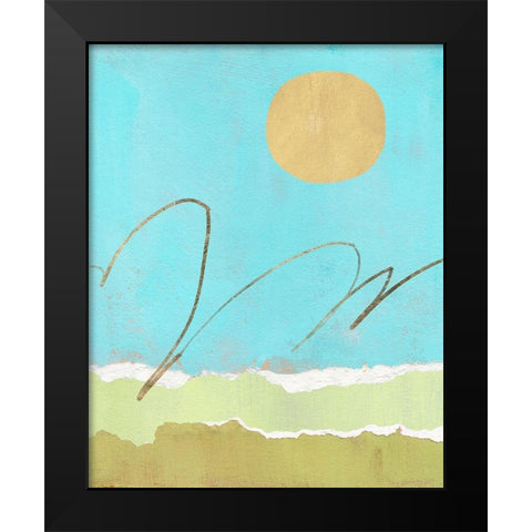 Green and Gold Pieced Landscape II Black Modern Wood Framed Art Print by Green, Jacob