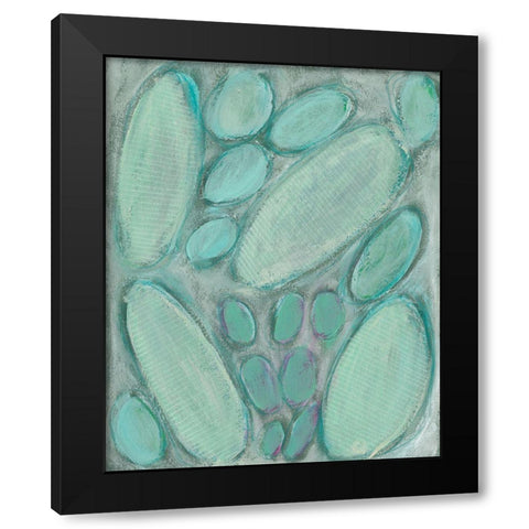 Blue Orbs I Black Modern Wood Framed Art Print by Moore, Regina