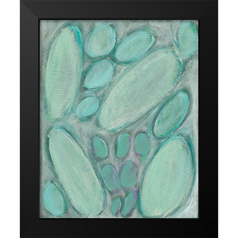 Blue Orbs I Black Modern Wood Framed Art Print by Moore, Regina