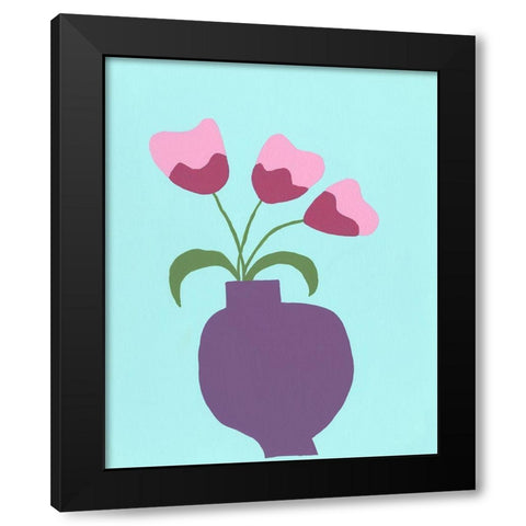 Modern Blooms I Black Modern Wood Framed Art Print with Double Matting by Moore, Regina