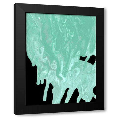 Teal Cascade I Black Modern Wood Framed Art Print with Double Matting by Moore, Regina