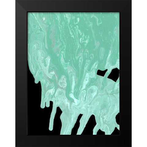 Teal Cascade I Black Modern Wood Framed Art Print by Moore, Regina