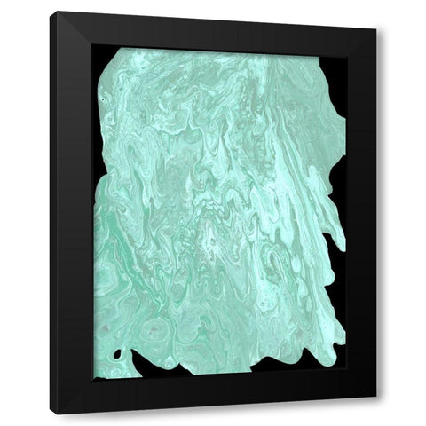 Teal Cascade II Black Modern Wood Framed Art Print with Double Matting by Moore, Regina