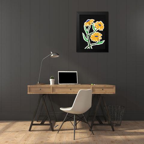 Pop Flowers I Black Modern Wood Framed Art Print by Moore, Regina