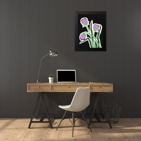 Pop Flowers II Black Modern Wood Framed Art Print by Moore, Regina