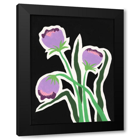 Pop Flowers II Black Modern Wood Framed Art Print with Double Matting by Moore, Regina