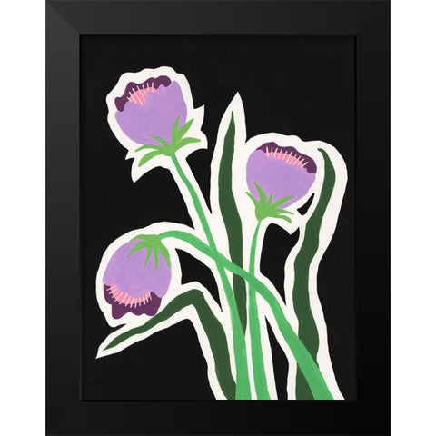 Pop Flowers II Black Modern Wood Framed Art Print by Moore, Regina