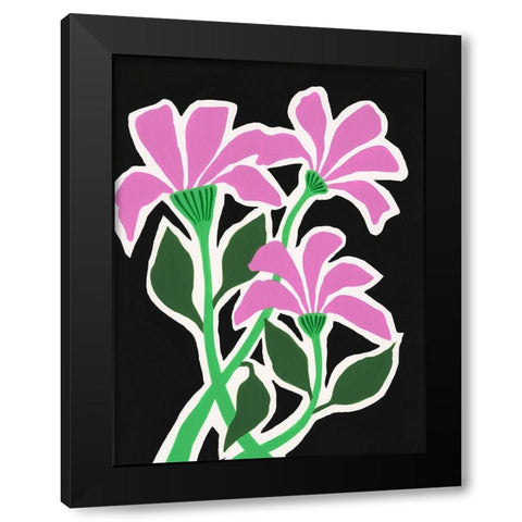 Pop Flowers V Black Modern Wood Framed Art Print with Double Matting by Moore, Regina