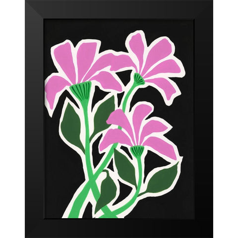 Pop Flowers V Black Modern Wood Framed Art Print by Moore, Regina