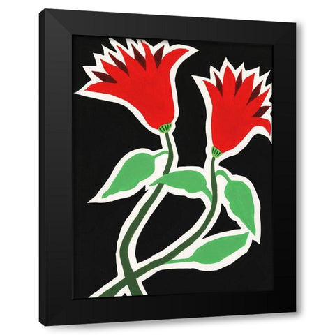 Pop Flowers VI Black Modern Wood Framed Art Print by Moore, Regina
