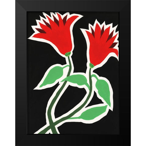 Pop Flowers VI Black Modern Wood Framed Art Print by Moore, Regina