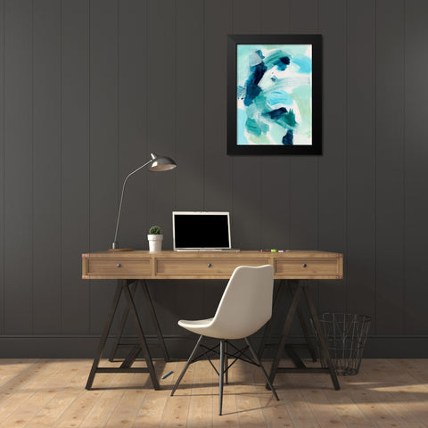 Teal Composition I Black Modern Wood Framed Art Print by Barnes, Victoria